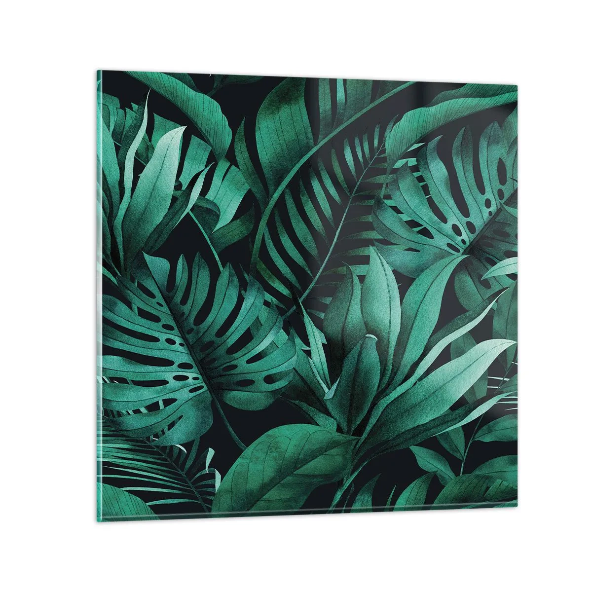Schilderen op glas - De diepte van tropisch groen - 40x40 cm