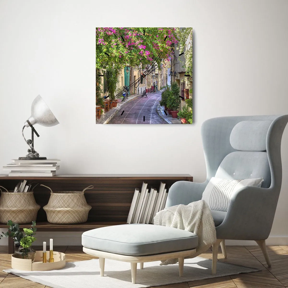Wandklok - Klok - Bloeiende steeg - 30x30 cm