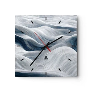 Wandklok - Klok - Witte en blauwe golven - 30x30 cm