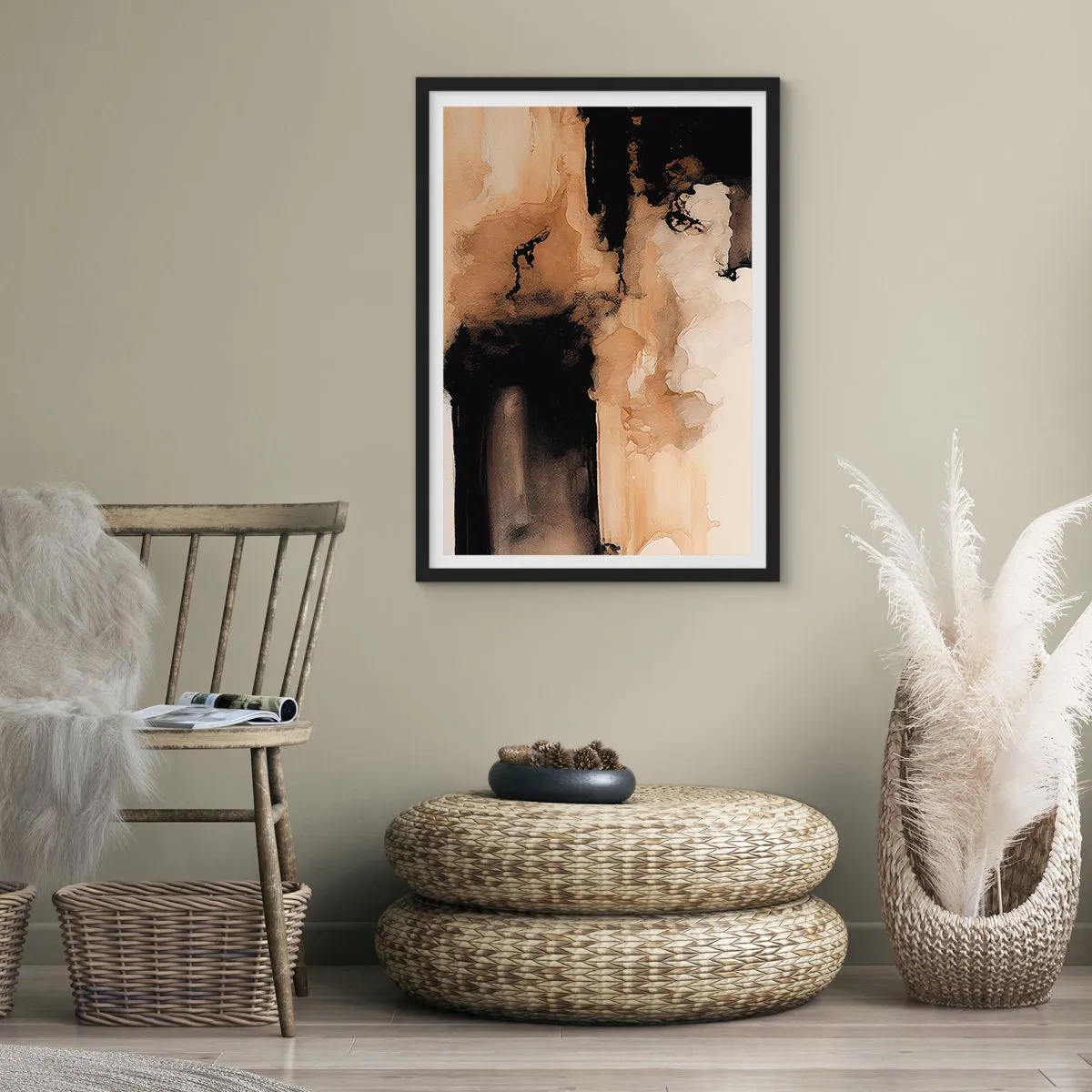 Poster in een zwarte lijst - Intrigerende abstractie - 61x91 cm