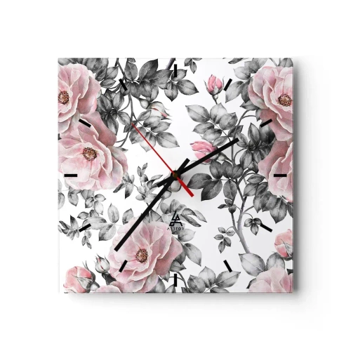 Wandklok - Klok - Verdwalen in de bloemen van de rozen - 30x30 cm