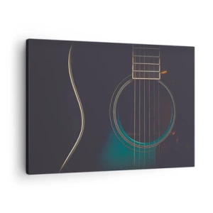 Schilderen op canvas - Akoestische gitaar in donker, elegant licht - 70x50cm - Nog even voordat het klinkt - Moderne wanddecoratie voor woonkamer en slaapkamer ARTTOR