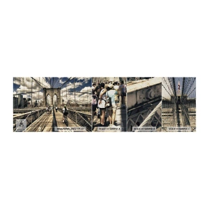 Fotobehang Monster Premium Canvas - Midden in het hart van de stad - Brooklyn Bridge, New York, Stad - 100x30 cm