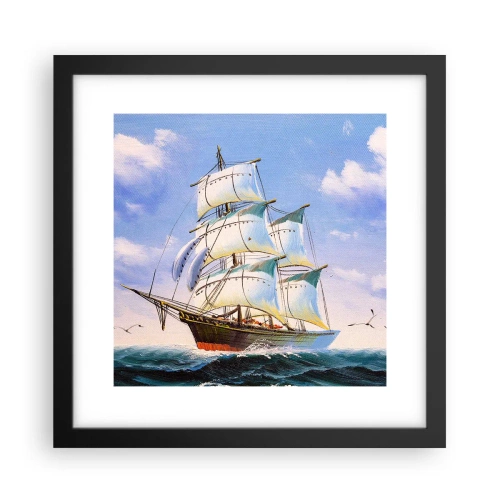 Poster in een zwarte lijst - Trots met de wind - 30x30 cm