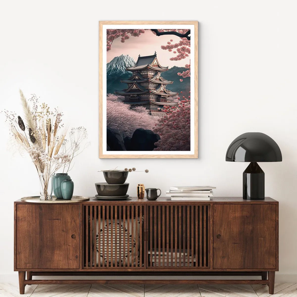 Een poster in een licht eiken lijst - Het land van de kersenbloesem - 50x70 cm