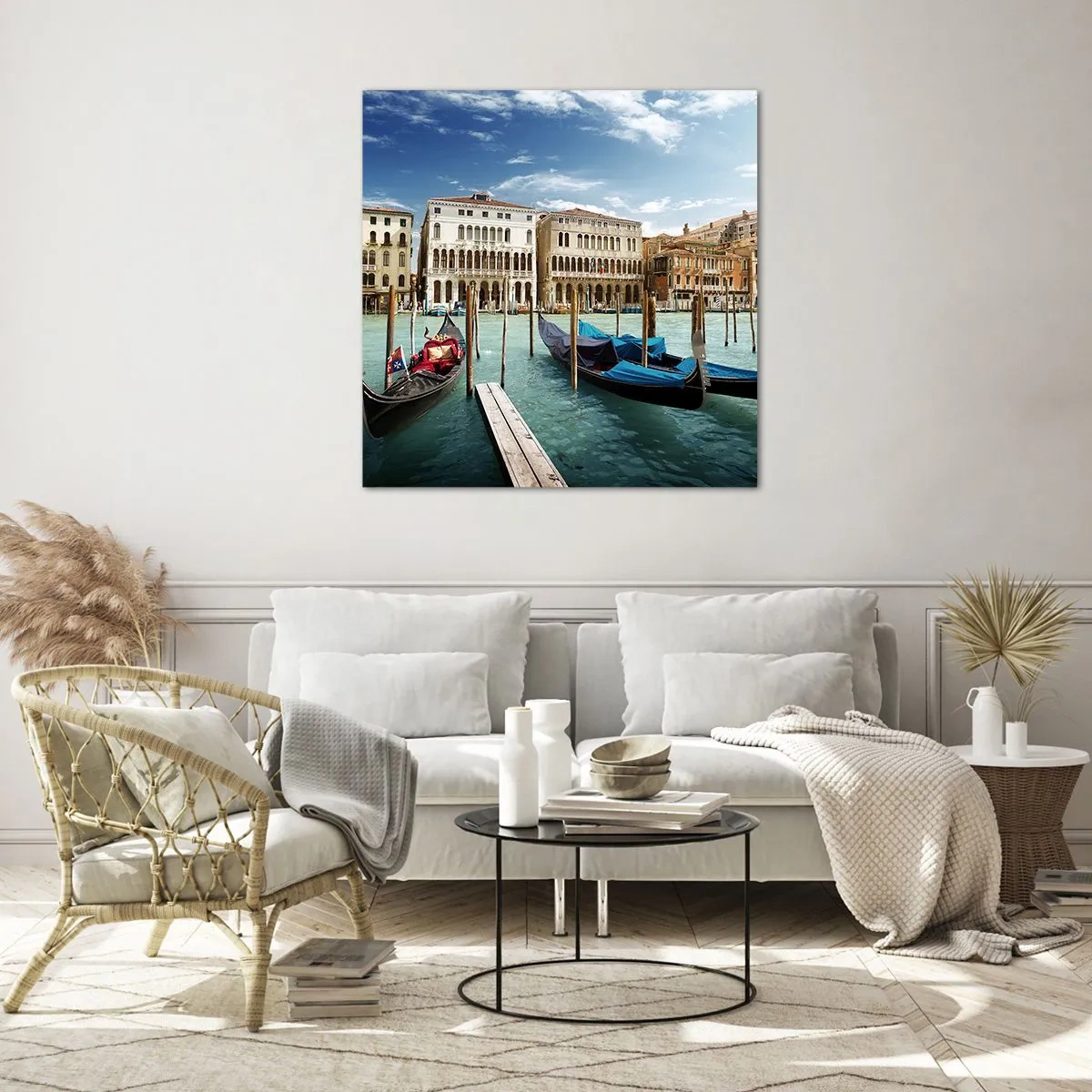 Schilderen op glas - Paleizen in het blauw - 70x70 cm