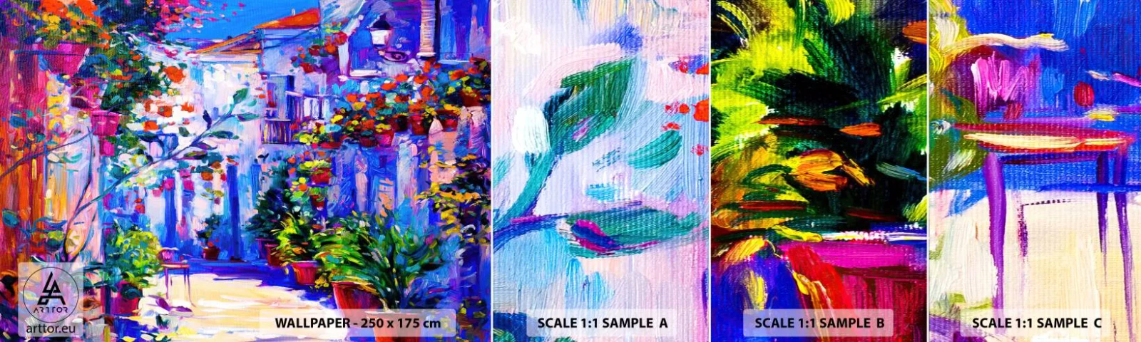 Fotobehang Staaltje Standard Eco - Impressie - een Italiaanse straat - Stad, Architectuur, Italië - 100x30 cm