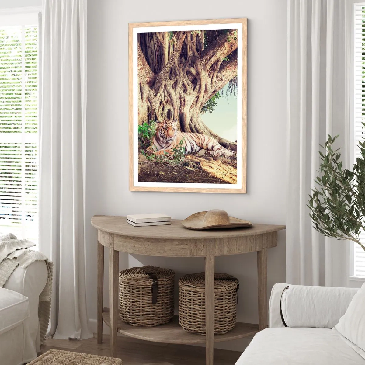 Een poster in een licht eiken lijst - Uitzicht vanuit het boek Genesis - 70x100 cm