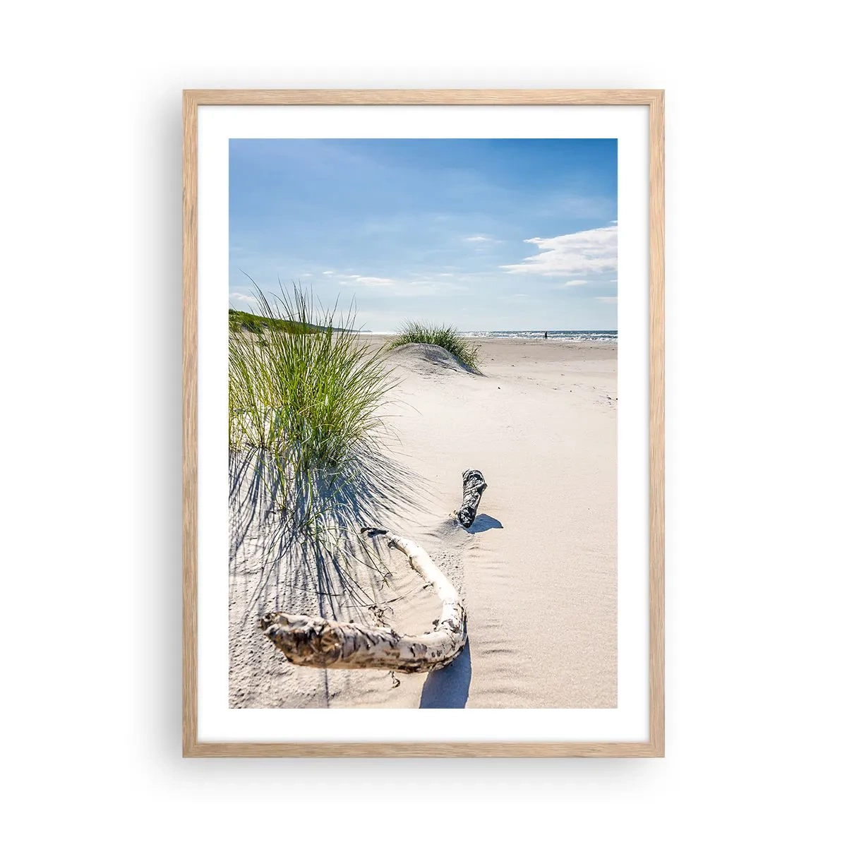 Een poster in een licht eiken lijst - De mooiste zandstrand? Oostzee-strand - 50x70 cm