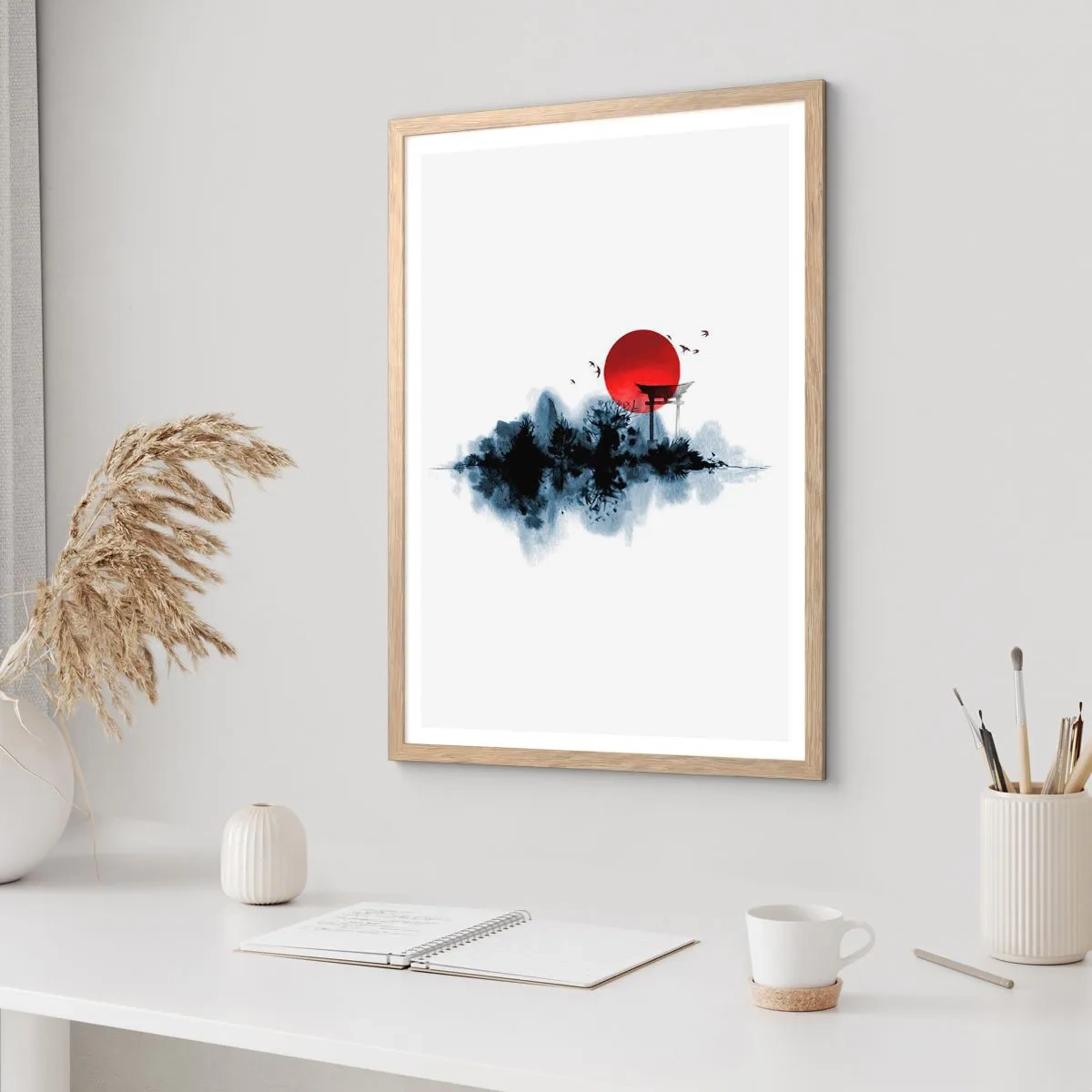 Een poster in een licht eiken lijst - Japanse weergave - 70x100 cm