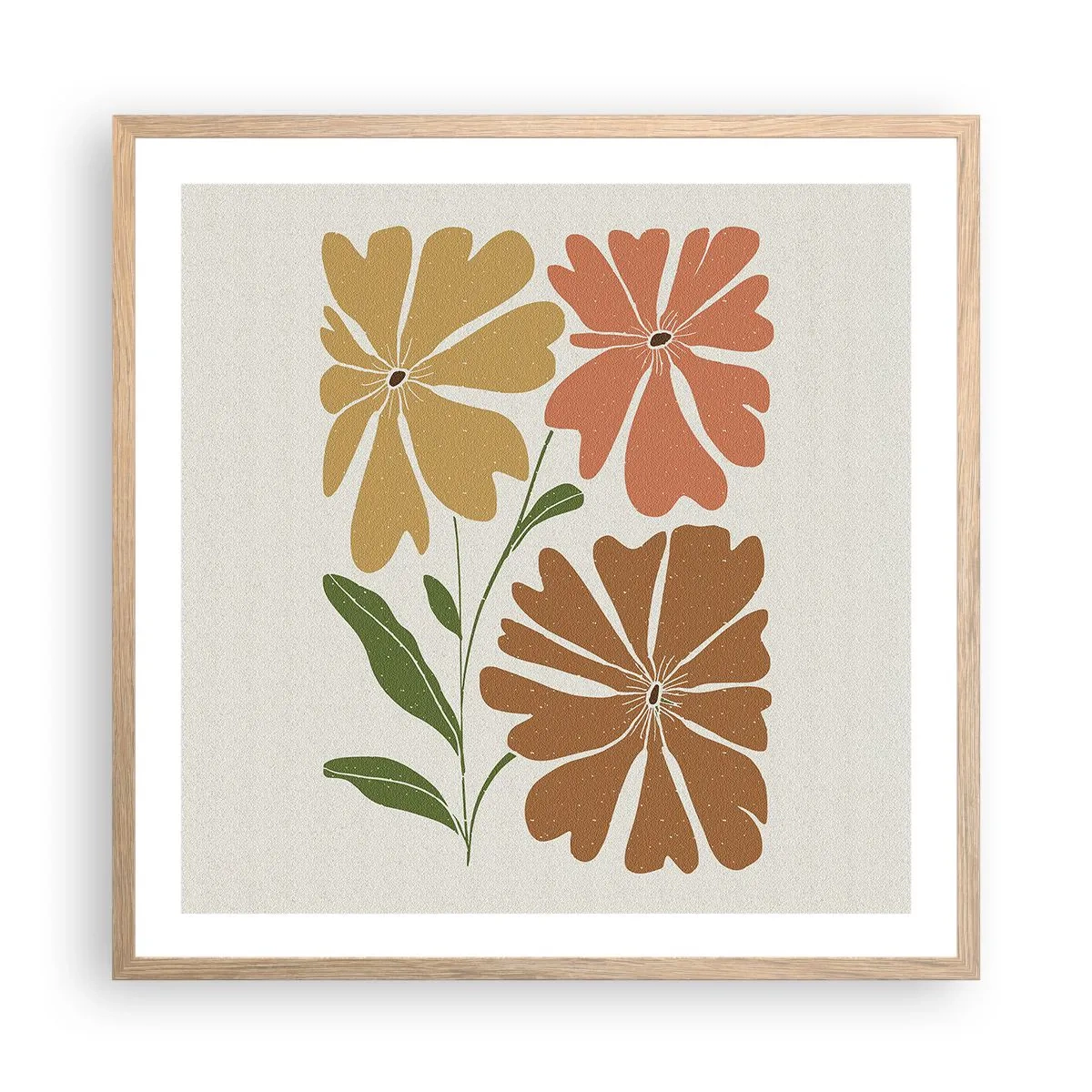 Een poster in een licht eiken lijst - Natuur en geometrie - 60x60 cm