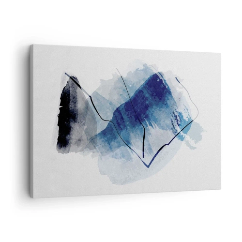 Schilderen op canvas - Abstracte vormen in blauwtinten met fijne lijnen - 70x50cm - Ijsberg - Moderne wanddecoratie voor woonkamer en slaapkamer ARTTOR
