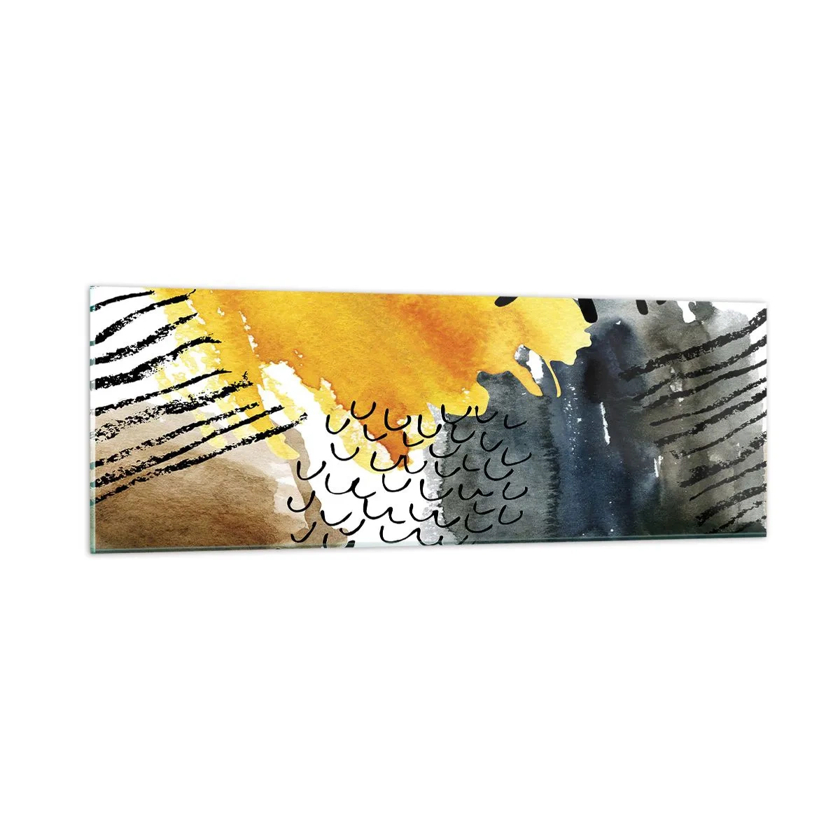 Schilderen op glas - Een ontmoeting van de elementen - 90x30 cm