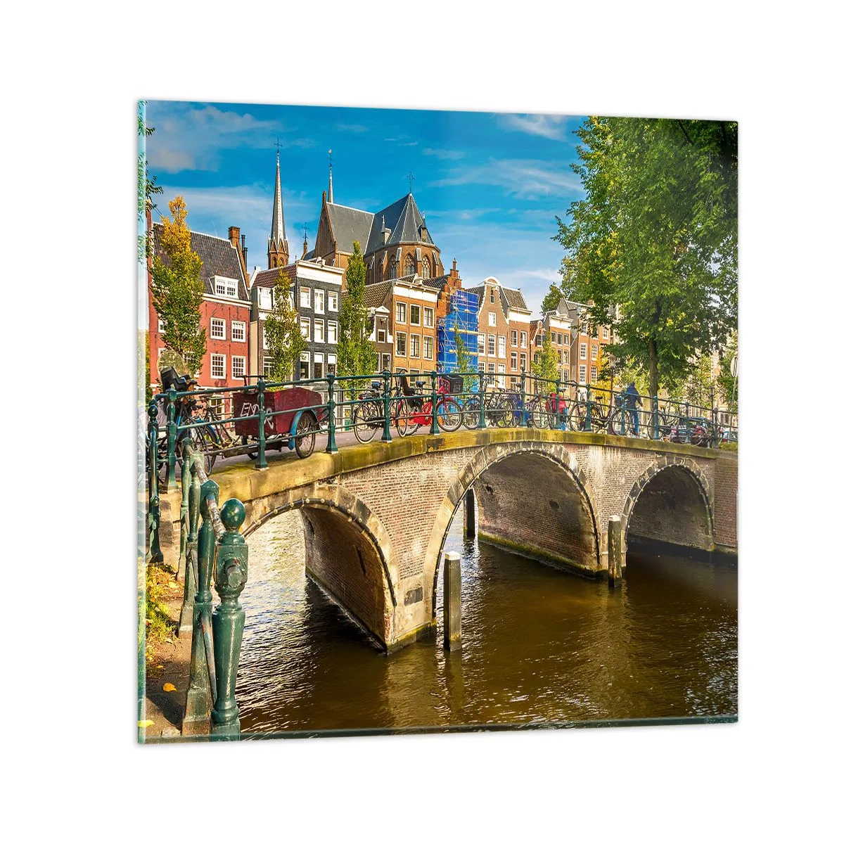 Schilderen op glas - Lente aan de gracht - 50x50 cm