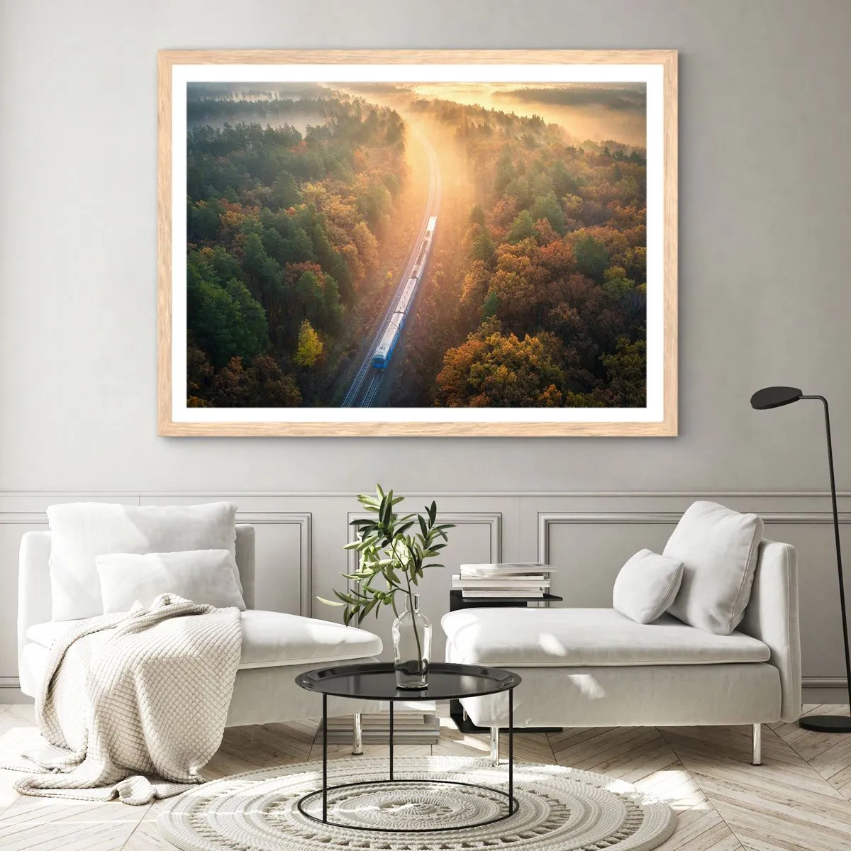 Een poster in een licht eiken lijst - Herfst reis - 50x40 cm