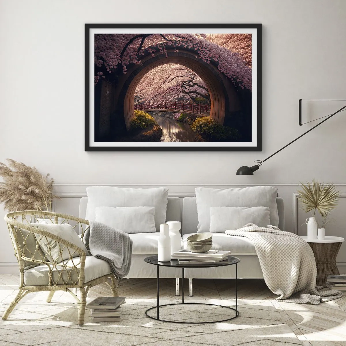 Poster in een zwarte lijst - Japanse lente - 91x61 cm