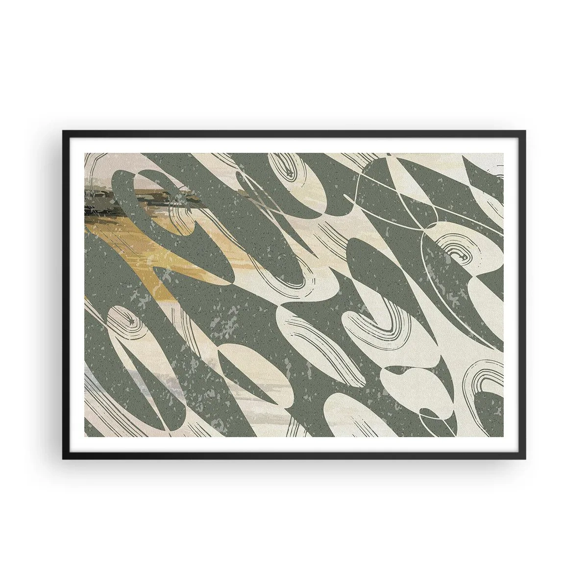 Poster in een zwarte lijst - Ritmische abstractie - 100x70 cm