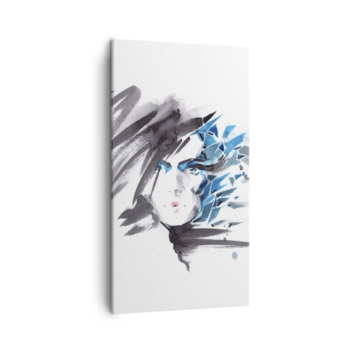 Schilderen op canvas - Sensueel portret in grijs en blauw - 45x80 cm