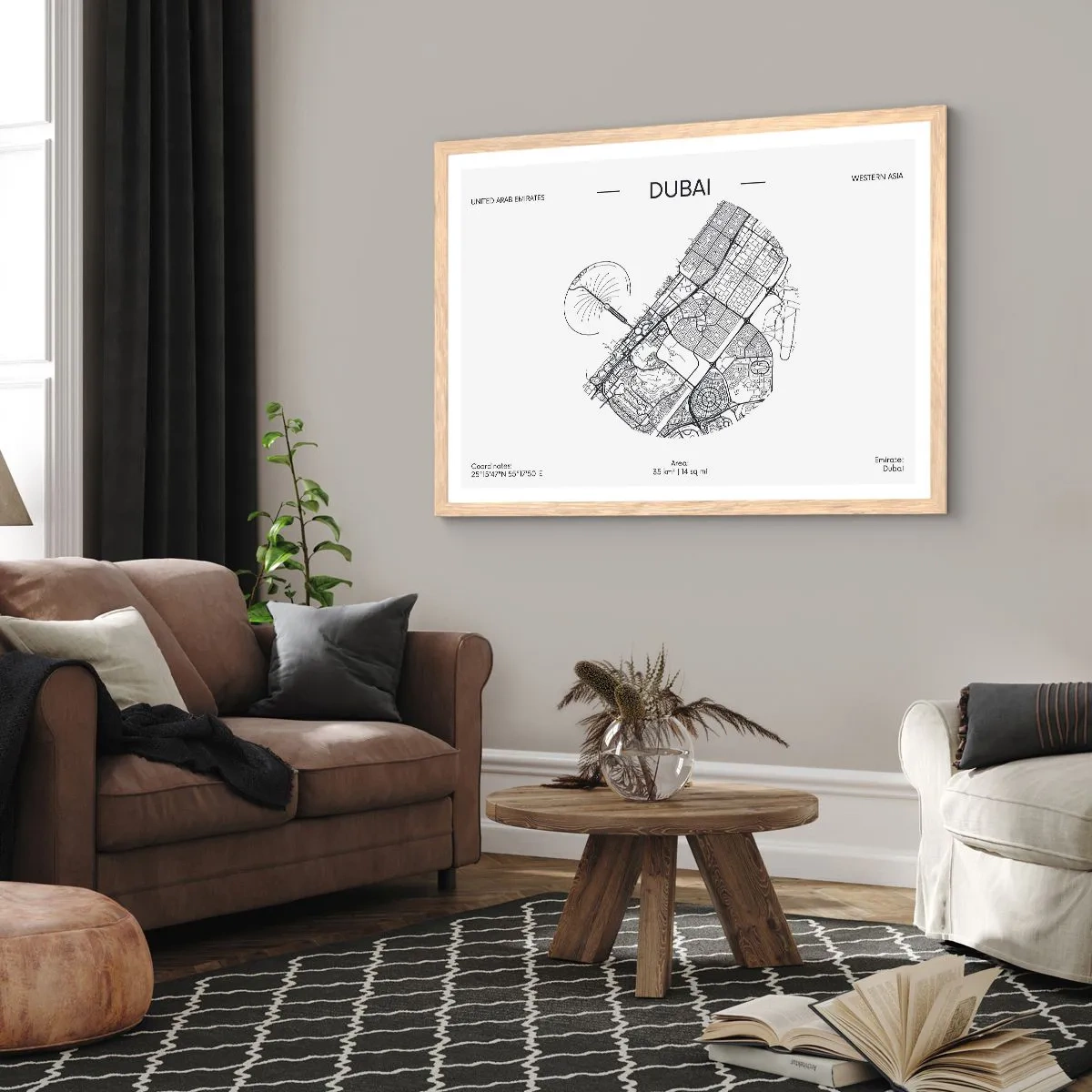 Een poster in een licht eiken lijst - Anatomie van Dubai - 50x40 cm
