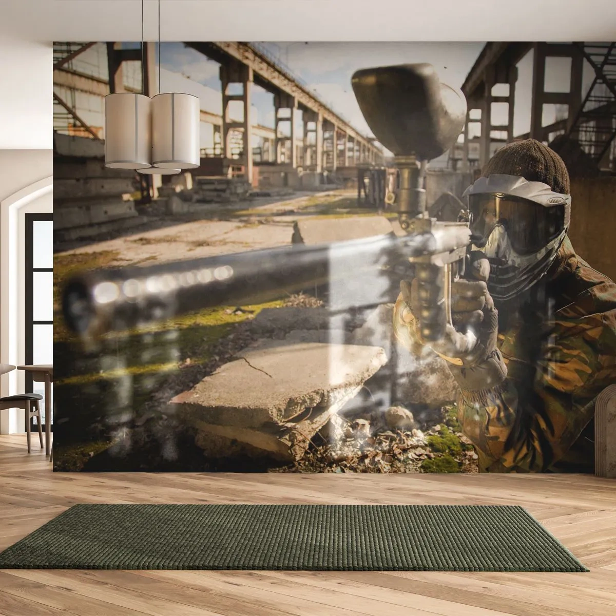 Fotobehang Standard Eco - En jij kunt een held worden - Paintball, Sport, Leger - 400x280 cm
