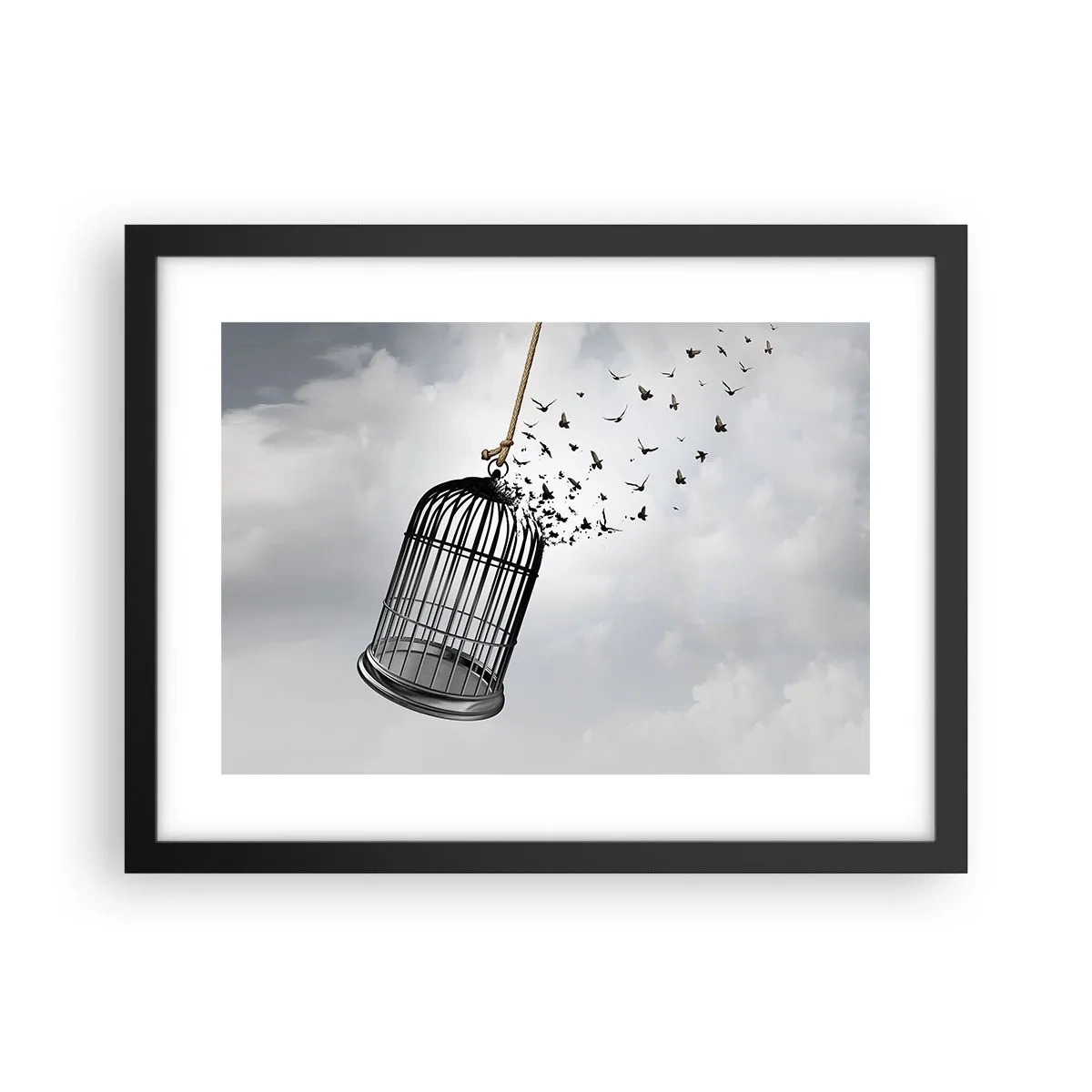 Poster in een zwarte lijst - Geloof ... Hoop ... Vrijheid! - 40x30 cm