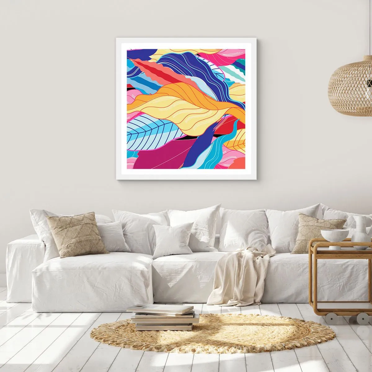 Poster in een witte lijst - Een kleurrijke puinhoop - 30x30 cm