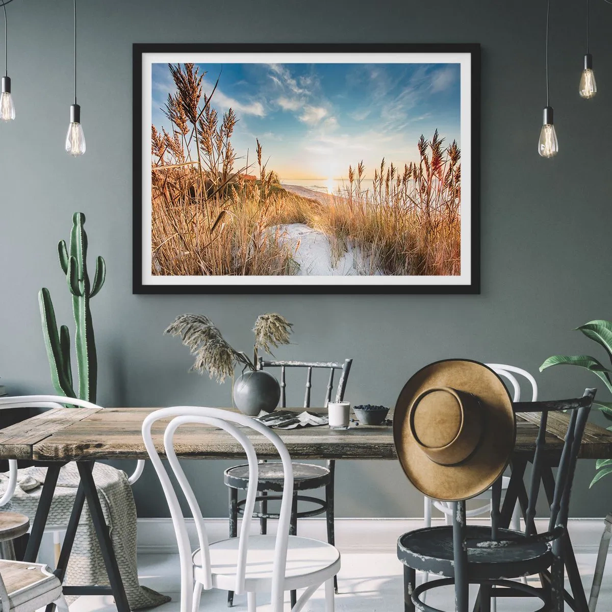 Poster in een zwarte lijst - Noord strand - 40x30 cm
