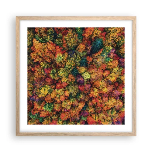 Een poster in een licht eiken lijst - Boeket herfstbomen - 50x50 cm