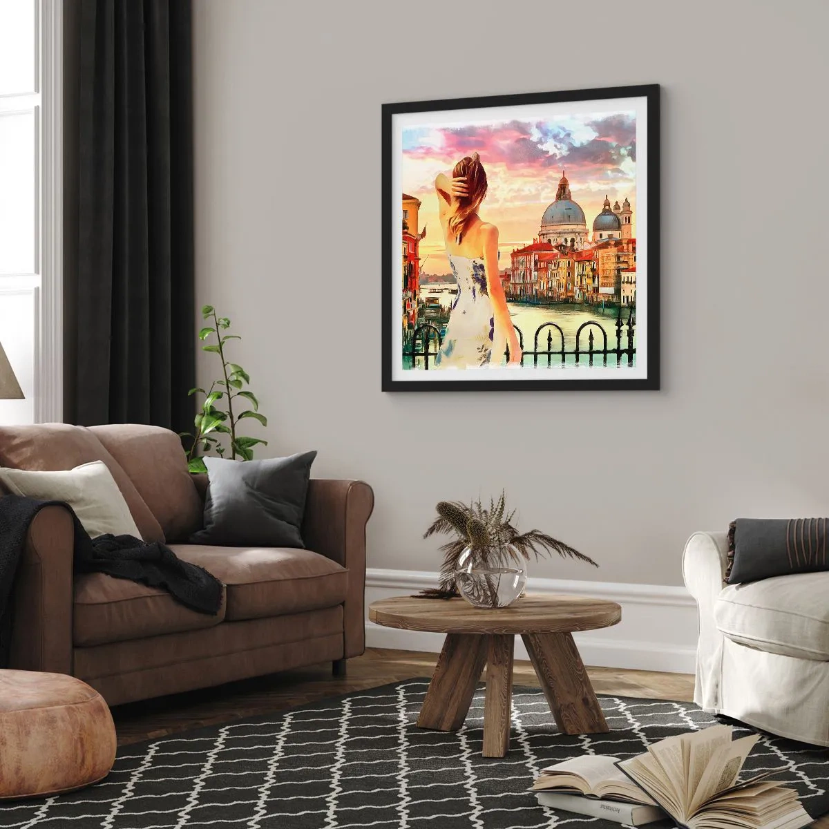 Poster in een zwarte lijst - Als een avontuur alleen in ... - 60x60 cm