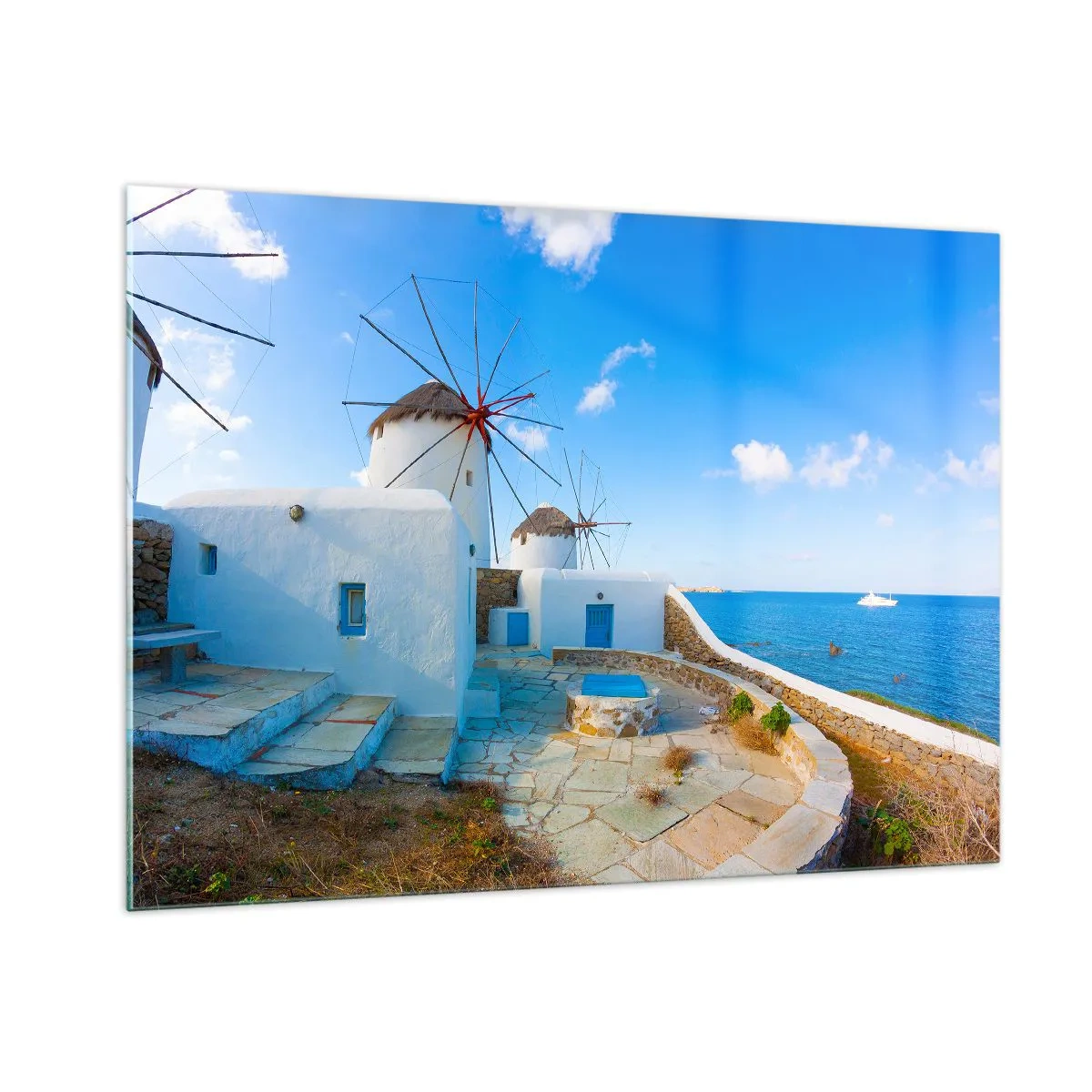 Schilderen op glas - De blauwe wind uit de zee - 100x70 cm