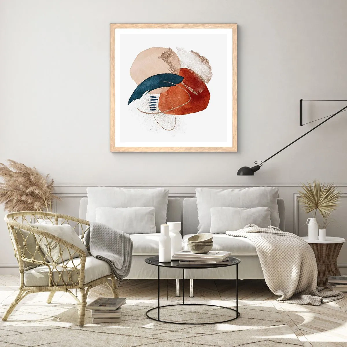 Een poster in een licht eiken lijst - Ovale compositie - 40x40 cm