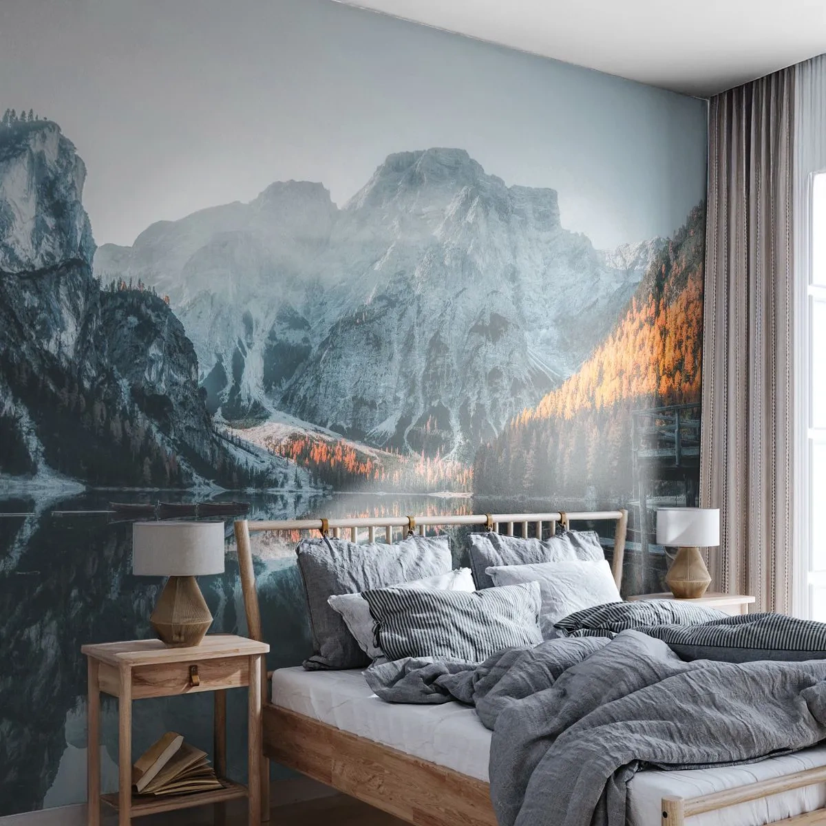 Fotobehang op maat Premium Canvas - Spiegel landschap - Landschap, Bergen, Meer