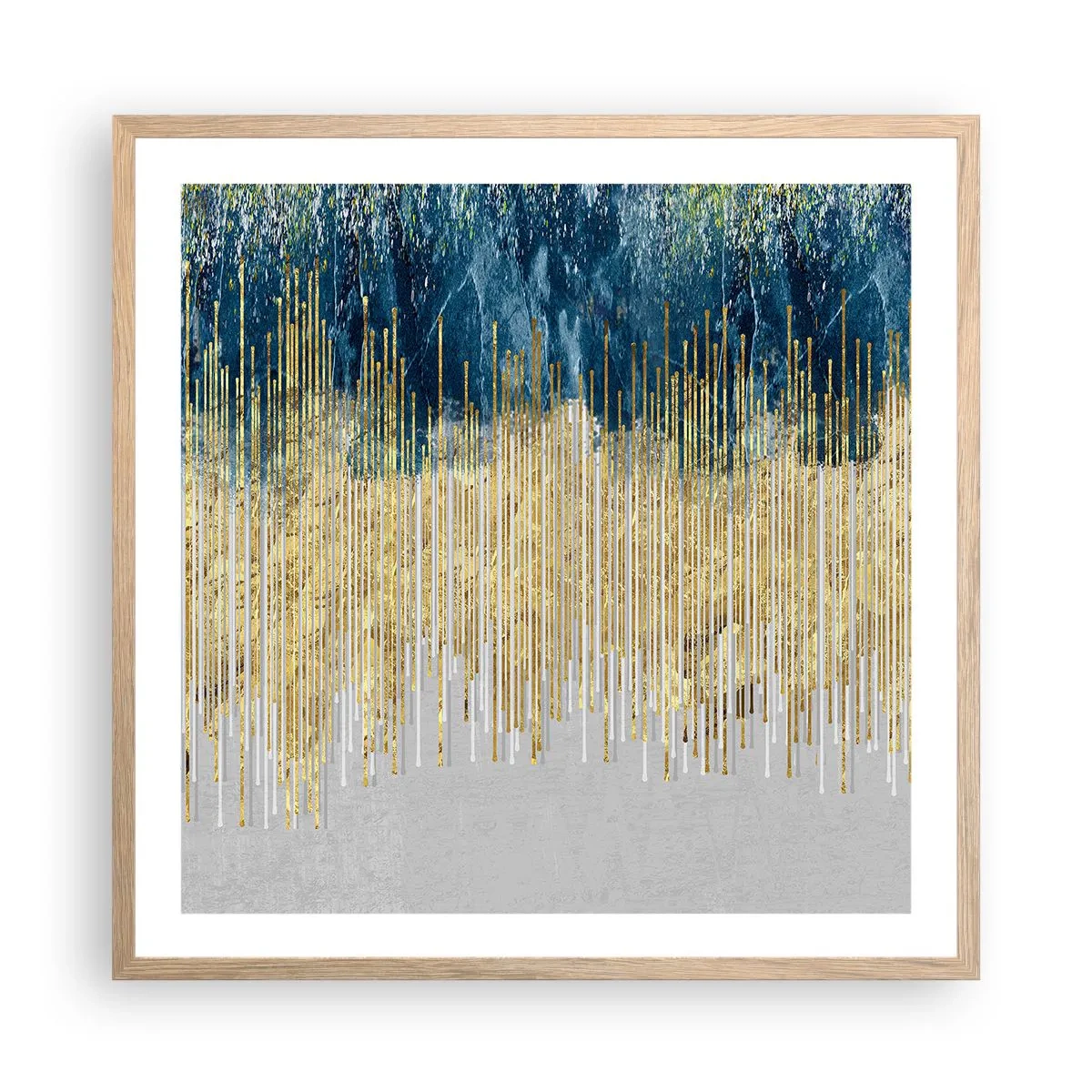 Een poster in een licht eiken lijst - Vergulde grens - 60x60 cm