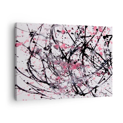 Schilderen op canvas - Abstract patroon in tinten roze, zwart en wit - 70x50cm - De vluchtige aard van het leven - Moderne wanddecoratie voor woonkamer en slaapkamer ARTTOR