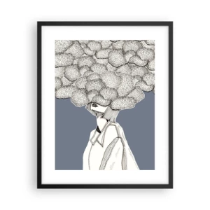 Poster in een zwarte lijst - Met hoofd in de wolken - 40x50 cm