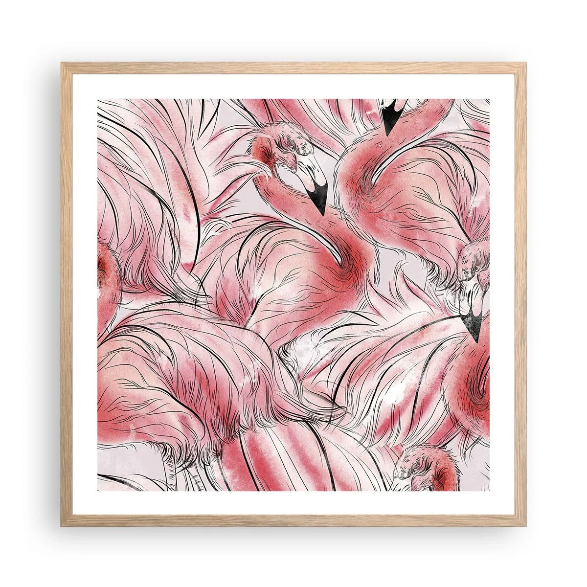 Een poster in een licht eiken lijst - Vogelcorps de ballet - 60x60 cm