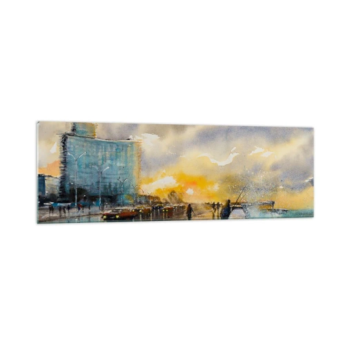 Schilderen op glas - Het leven aan de oever - 160x50 cm