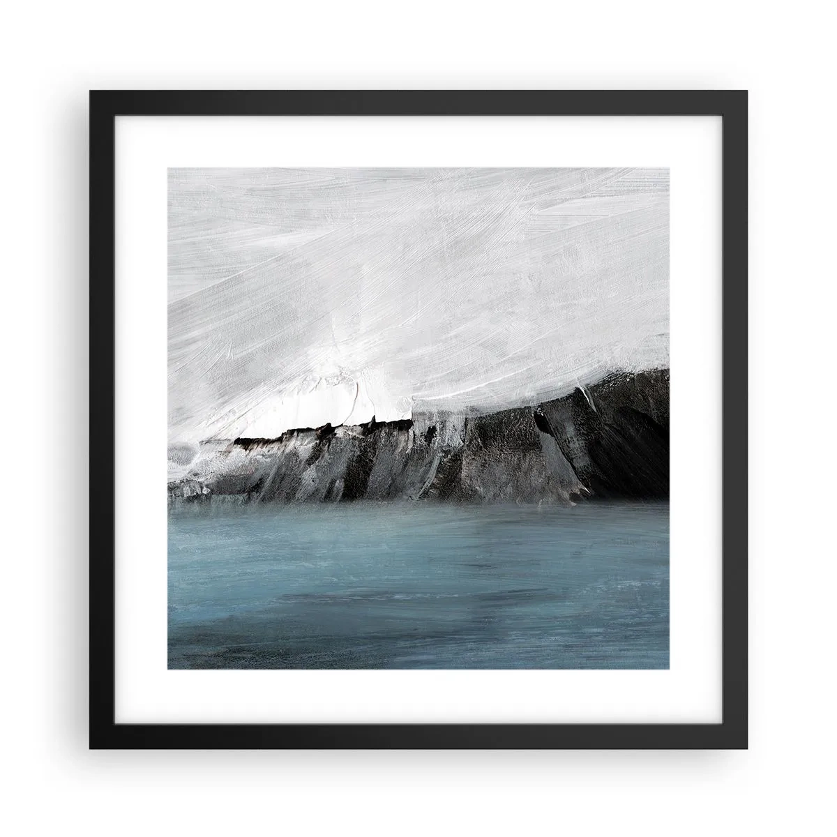 Poster in een zwarte lijst - Water – aarde: botsing der elementen - 40x40 cm