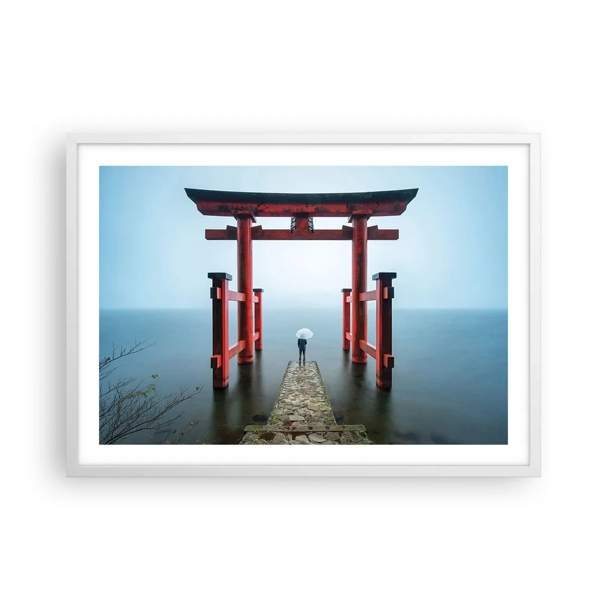 Poster in een witte lijst - Japanse mijmering - 70x50 cm