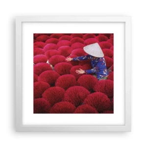 Poster in een witte lijst - In het rijstveld - 30x30 cm