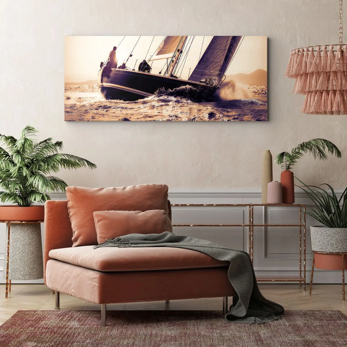 Schilderen op canvas - Zeil, matroos - 140x50 cm