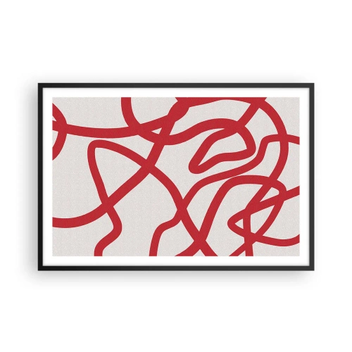 Poster in een zwarte lijst - Rood op wit - 91x61 cm