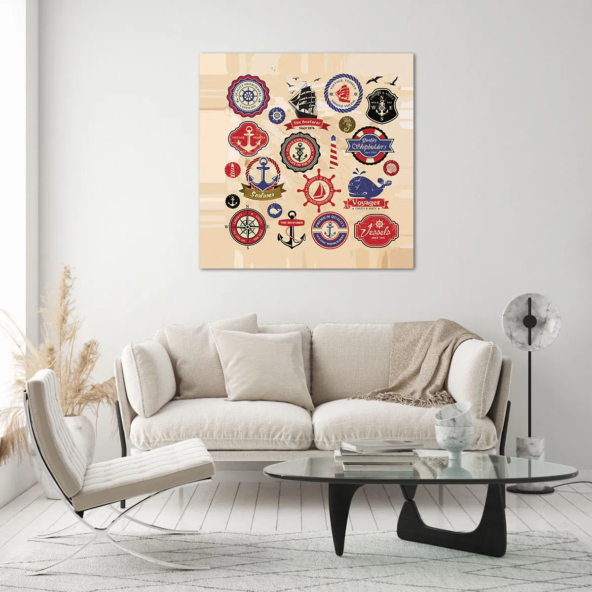 Schilderen op glas - Zeilende broederschap - 70x70 cm