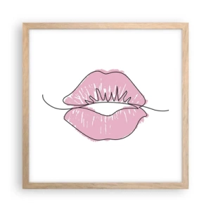 Een poster in een licht eiken lijst - Klaar om te kussen? - 40x40 cm