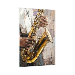 Schilderen op glas - Tijd om te solo te spelen - 80x120 cm