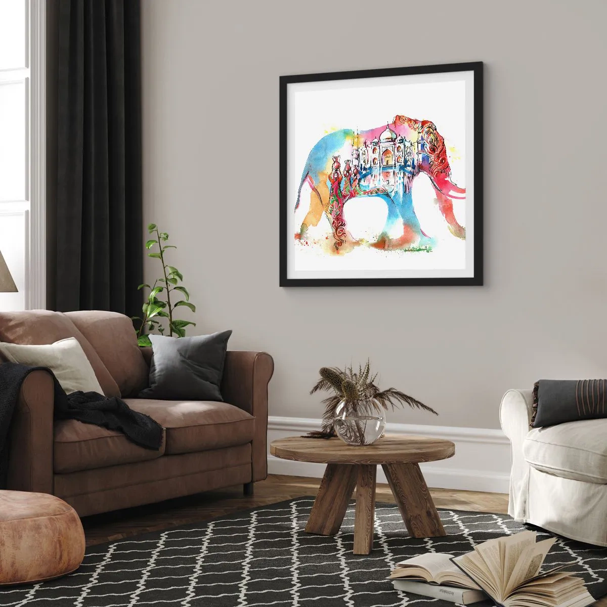 Poster in een zwarte lijst - India - de uitstraling van liefde - 50x50 cm