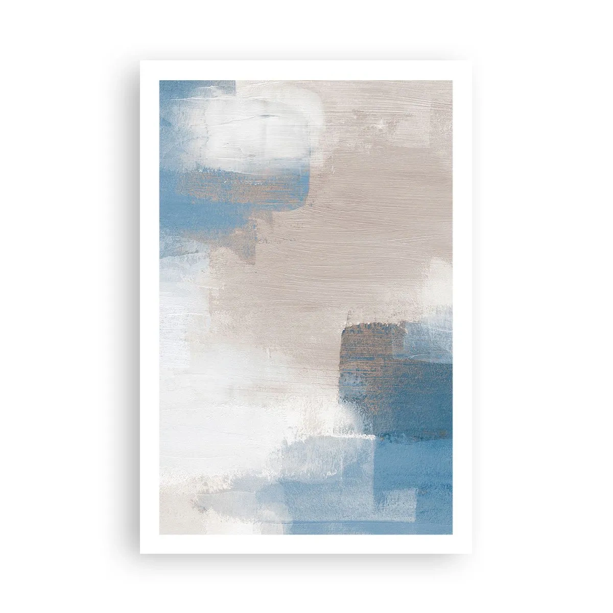 Poster - Roze abstractie achter een blauw gordijn - 61x91 cm