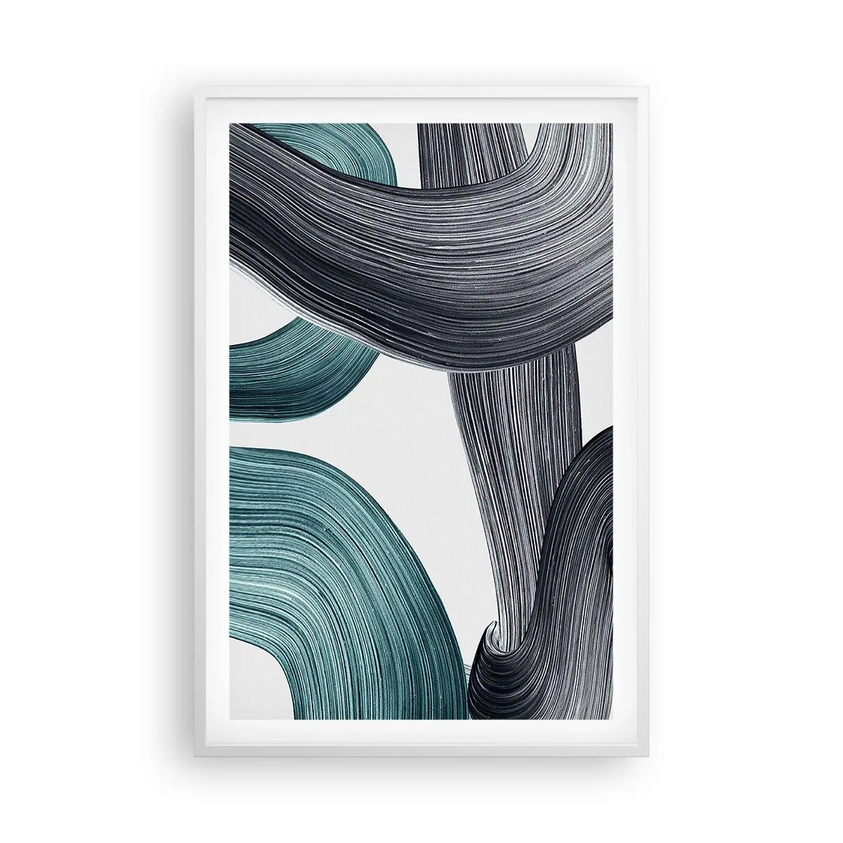 Poster in een witte lijst - Smaragdgroene en zwarte paden - 61x91 cm