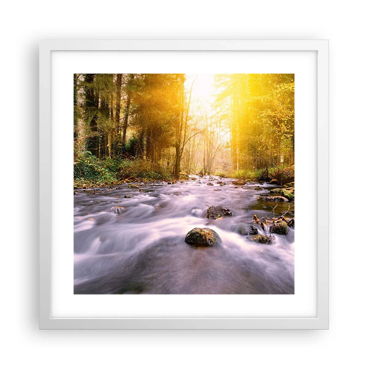 Poster in een witte lijst - Malachiet in een zilveren en gouden lijst - 40x40 cm