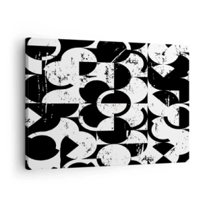 Schilderen op canvas - Abstract zwart-wit geometrisch patroon met een vintage effect - 70x50cm - Wit is wit en zwart is zwart - Moderne wanddecoratie voor woonkamer en slaapkamer ARTTOR